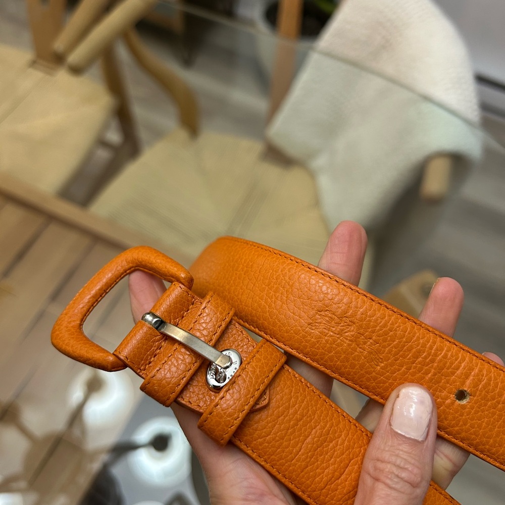 Longchamp Orange Leather Belt